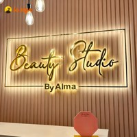 Enseigne lumineuse LED commerciale en acier inoxydable, logo en lettres métalliques 3D, enseigne LED, décoration murale pour spa, vitrine de magasin, image de marque