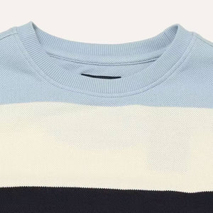 Pull en tricot rayé pour homme, col rond, coupe classique, décontracté, automne, bleu, blanc, marine - Product Image 6