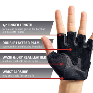 Gants de fitness demi-doigts en néoprène pour hommes Gants d'haltérophilie en cuir de couleur unie pour la gymnastique, le cyclisme et le ski - Product Image 4