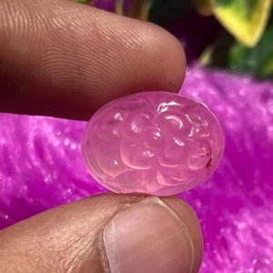 Piedra preciosa tallada a mano de lujo, tamaño 25 a 30MM, forma ovalada, cuarzo rosa, tallado, piedra suelta Natural, uso para hacer joyas - Product Image 1