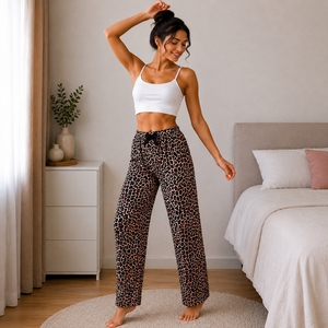 Vente en gros de pantalons amples en viscose satinée rayée pour femmes, respirants, à taille élastique, avec logo sur le devant, longueur intégrale, sur mesure, fabriqués en Turquie, pour la détente - Product Image 5