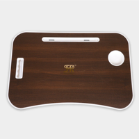 Mesa de Estudio Portátil de Madera Marrón para Laptop con Patas Plegables, Ranura para Tablet y Portavasos, Perfecta para Cama, Sofá, Oficina y Hogar
