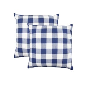 Funda de cojín cuadrada de algodón moderna de 16x16 pulgadas, fundas de almohada decorativas a cuadros de Búfalo Blanco azul lavables para primavera y verano - Product Image 1