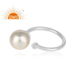 Bague ajustable en argent sterling, perle naturelle, bijou en CZ, pierre précieuse, haute qualité, offre spéciale - Product Image 3
