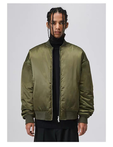 Blouson aviateur en satin surdimensionné noir et olive rétro Streetwear mode vêtements d'extérieur unisexe décontracté léger classique coupe-vent - Product Image 4