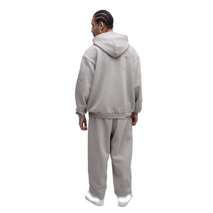 Ensemble de survêtement pour homme, sweat à capuche avec broderie croisée ton sur ton, pantalon de survêtement ample, molleton épais, tenue streetwear, doux, chaud, coupe ample - Product Image 2