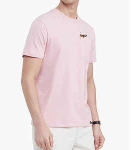 Camiseta de algodón de manga corta para hombre, Camiseta de algodón con bolsillo y cuello redondo, venta al por mayor - Product Image 5