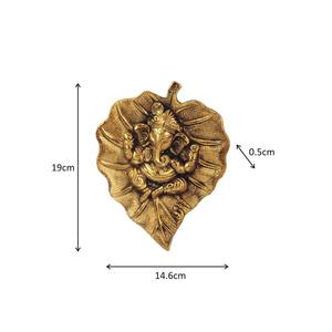 Décoration Murale Traditionnelle en Métal de Luxe Patta Ganesh pour la Maison, Macramé Encadré en Forme de Feuille pour Couloirs et Salons, Idéal pour Diwali - Product Image 2