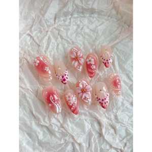 Faux ongles à presser motif floral édition limitée Pêche en fleurs Fizz - Product Image 2