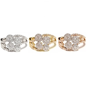 Bague de mariage pour femme en or blanc massif 18 carats avec diamants 100 % naturels, sertie pavé, 4 grappes, cadeau idéal pour femme, par Engage OEM's Classic - Product Image 4