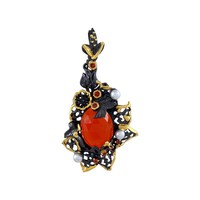 Collier pendentif solitaire en cornaline naturelle, plaqué or 14 carats, argent sterling 925, fait main, perle vintage, certifié IGI, artistique