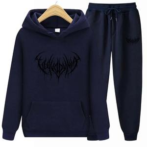 Otoño Invierno sudaderas con capucha + Pantalones conjunto de dos piezas estampado hombres mujeres chándales sudaderas Jogger pantalones gruesos ropa cálida hombres - Product Image 3