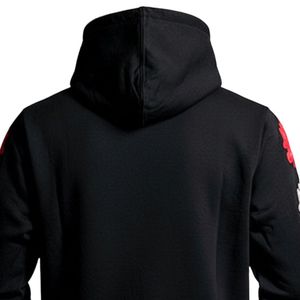 <b>Black</b> Pullover Hoodie for Men Heavyweight Cotton <b>Fleece</b> Printed Sleeve Design Hooded Sweatshirt Streetwear OEM - Product Image 5
