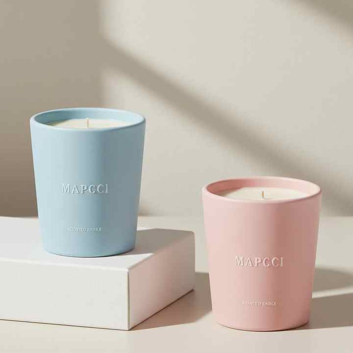 Natural Unique Round Bottom Shape Matt Macaron Color Luxury Candle Private Label