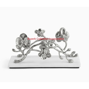 Top Golden Brass Metal <b>Napkin</b> <b>Holder</b> With Decorative Leaf Design Premium Tabletop Tissue Stand For Dining Table & Home Decor - Product Image 2