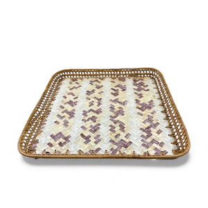 Bandeja de Nácar Natural con Borde de Ratán para Servir Alimentos, Exhibición en Mesa y Decoración del Hogar, de Vietnam - Product Image 2