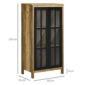 HOMCOM Aparador moderno de 2 puertas de vidrio y madera, 60x35x120cm, marrón - Product Image 3