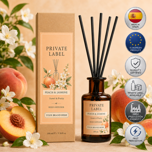 Private Label Peach & Jasmine <b>Reed</b> <b>Diffuser</b> 100ml OEM | Mikado Home Fragrance | Spain EU - Product Image 1