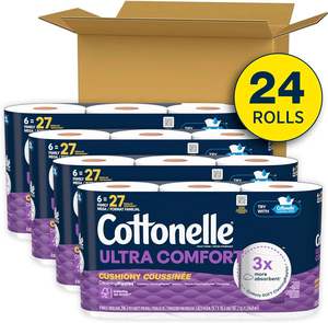 Cottonelle Ultra Comfort <b>Toilet</b> <b>Paper</b> with Cushion CleaningRipples Texture, Strong Bath Tissue, 24 Family Mega <b>Rolls</b> - Product Image 6