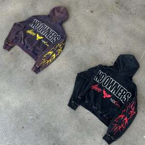 Nouveau design personnalisé, sweat-shirt 100% coton, poids lourd, 500 GSM, impression sérigraphique, sweat-shirt à capuche, lavage à l'acide, fermeture éclair, pour hommes - Product Image 6