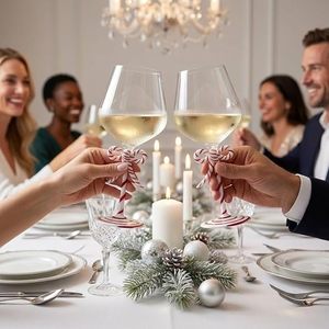 Moño <span class=keywords><strong>de</strong></span> Caramelo Navideño para Copas, Cinta Festiva <span class=keywords><strong>de</strong></span> Santa Claus, Cristal Soplado a Mano, Decoración Navideña para Fiestas <span class=keywords><strong>de</strong></span> Invierno en Casa - Product Image 4