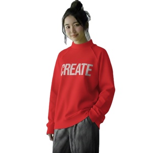 Cozy Autumn/<b>Winter</b> Women's Oversized Mock Neck Pullover Long Sleeve Fleece Eco-Friendly Sweatshirt Solid Casual Front Logo <b>Top</b> - Product Image 1