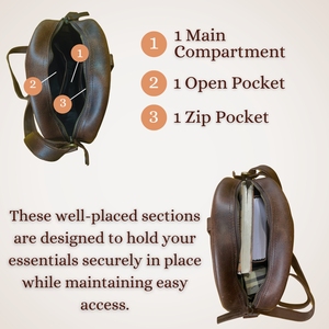 Sac à main bandoulière Hobo Vintage marron pour femme en cuir de buffle léger et durable avec fermeture à glissière semi-circulaire et deux sangles - Product Image 4