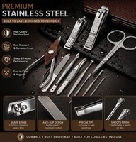 Kit de soin des ongles professionnel luxueux en acier inoxydable 3 en 1, coupe-ongles, ciseaux, étui de voyage portable, manucure, pédicure