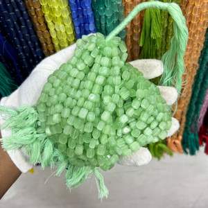 Prehnite Monalisa ลูกปัดพลอยสีเขียวเรียบรูปทรงก้อนกลมสำหรับทำเครื่องประดับและหัตถกรรมลูกปัดอัญมณีแบบเรียบ - Product Image 3