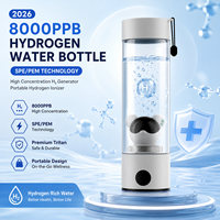 Bouteille d'eau hydrogénée professionnelle 2026 8000PPB, technologie SPE/PEM, générateur H2 haute concentration, ioniseur d'hydrogène portable en Tritan