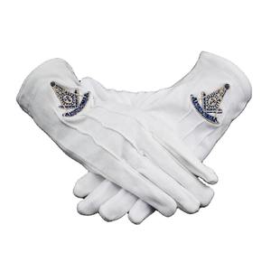 Gants brodés maçonniques de haute qualité Gants en coton blanc pour cérémonies - Product Image 4