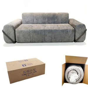 Canapés minimalistes gris en chenille, gain de place, avec structure métallique fixe pour salon - Product Image 1