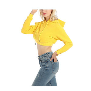 Sudadera con capucha de algodón de gran tamaño para mujer con Jersey suelto de manga larga, sudadera de otoño OEM personalizada, chándal de Top corto a precio de fábrica - Product Image 6