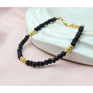 18K Gold Plated <b>Beaded</b> <b>Bracelet</b> Garnet Opal Amethyst Black Spinel Heart Shape Number Ball Pattern Zinc Alloy Main Stone for Gift - Product Image 6
