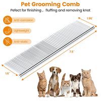 Sisir Perawatan Hewan Peliharaan Baja Anti Karat 7-12 Inci, Model Poodle Finishing Butter Comb dengan Ujung Bulat dan Gigi Baja Anti Karat untuk Kucing