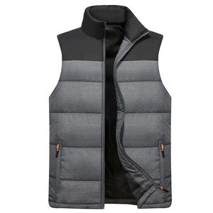 Comfortable Men's Casual Canvas <b>Thin</b> <b>Puffer</b> Vest with Stand Collar Quick Dry Fabric Sleeveless Winter <b>Jacket</b> - Product Image 1