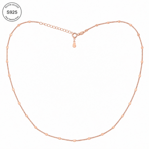 S925 Sterling Silver Rose Gold Satellite Chain Necklace For Women Adjustable Dainty Layering Choker Jewelry Gift