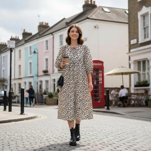 Vestido de Algodón Floral Hecho a Mano por Fabricante Indio, Vestido Midi con Estampado a Bloque, Vestido de Verano Bohemio de Algodón para Bodas de Diseñador - Product Image 5