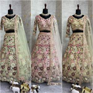 Las lentejuelas de codificación de red suave de calidad superior del estilo más popular de las mujeres funcionan con Cancan & Canvas Patta LEHENGA CHOLI - Product Image 6