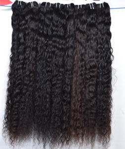 Meilleure qualité 100% cuticule alignée un donneur vierge indien sud cheveux bruts faisceaux non transformés noir vague d'eau profonde Styles - Product Image 1