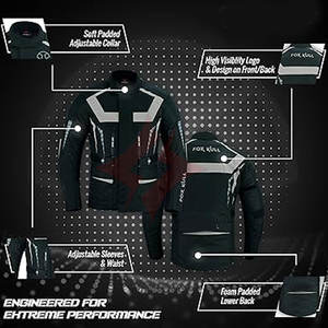 Chaqueta de Motocicleta FLASH GEAR Unisex para Aventura/Turismo, Manga Larga, Cuero/Tela de Poliéster, Transpirable, para Todas las Estaciones, con Protección CE Extraíble - Product Image 2