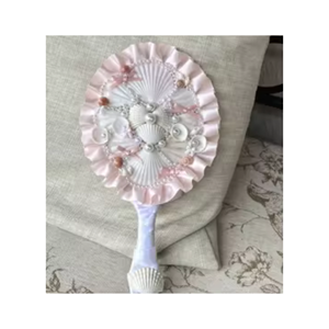 Seashell mirror <b>square</b> <b>frame</b> with green abalone fragments on MDF for bathroom makeover decor, produced in Vietnam - Product Image 5