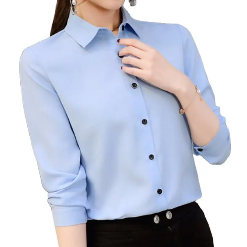 Women Using Good quality Dress Shirts full Sleeve women Black Check dress Shirts Custom turn down collar Casual Dress Shirts