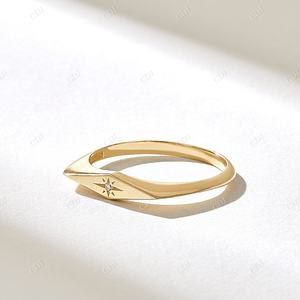 Popular Luxury 14k Solid Gold Signet Wedding <b>Band</b> Minimalist Dainty <b>Ring</b> Customized Wedding <b>Band</b> Gold Plated Proposal <b>Ring</b> <b>Band</b> - Product Image 6