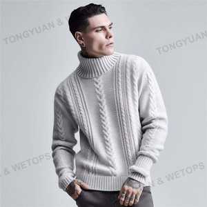 Pull à col roulé en tricot moderne coupe ajustée pour hommes pull-over chaud élégant mode confortable respirant vêtements d'hiver décontractés - Product Image 4