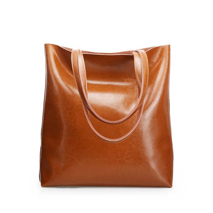 Casual Big Genuine Leather Shoulder Bag Fashion Ladies Real Cow Leather Women Handbag Large Capacity Tote Bag