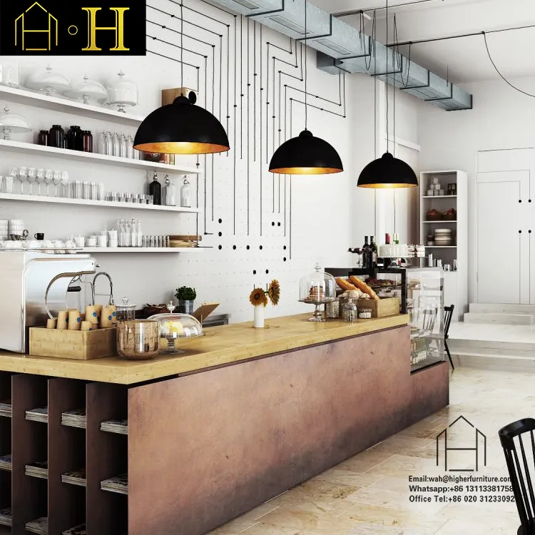 Kabinet Pajangan Perlengkapan Toko Kafe Modern Desain Interior Kedai Teh Susu Konter Kedai Kopi