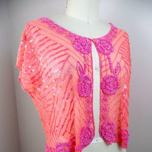 Exports High Fashion Preppy Style Polyester Beaded <b>Cape</b> Unique Handmade Party Wrap for <b>Women</b> and Adults ODM Club Wear - Product Image 1