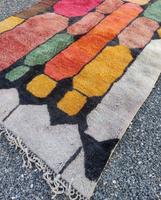 Tapis marocain Beni Mrirt coloré fait main en laine véritable, tapis amazigh personnalisé, tapis de luxe