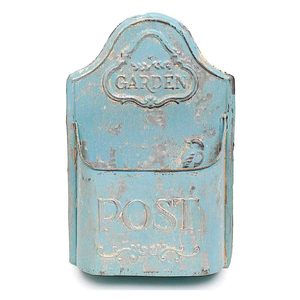 Boîte aux lettres oxydée en forme de cabane galvanisée avec porte-enveloppe au design antique et boîte en papier journal - Product Image 6